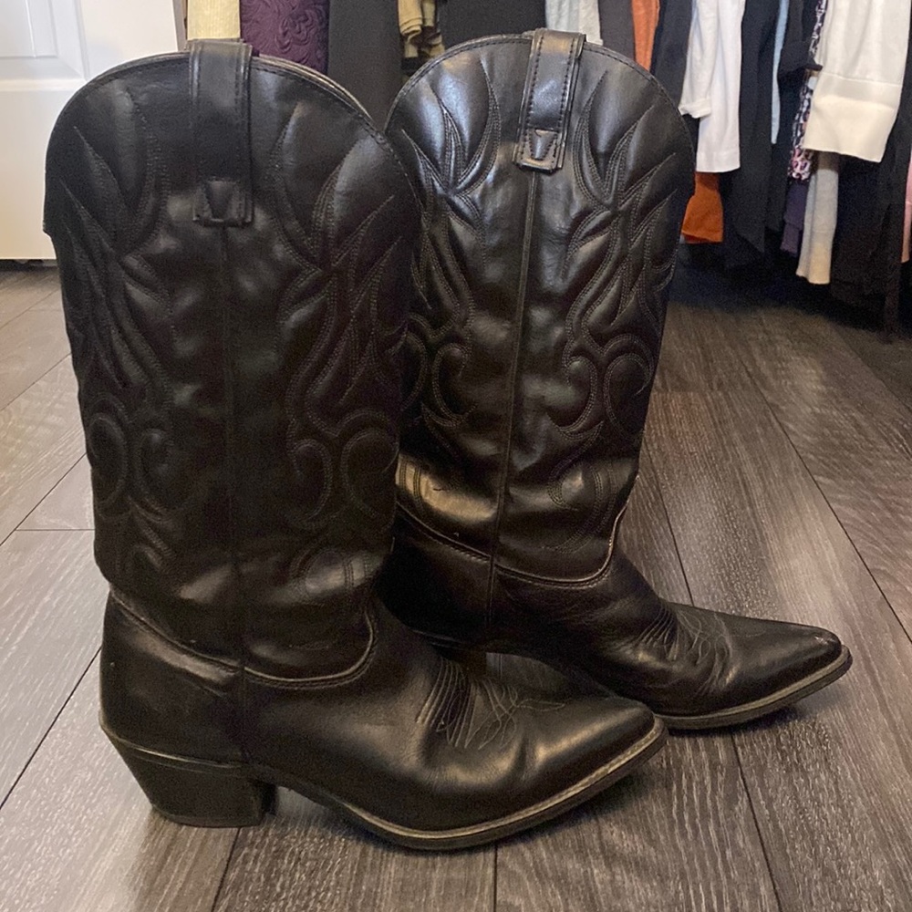 Vintage black sheppler cowgirl boots size 9